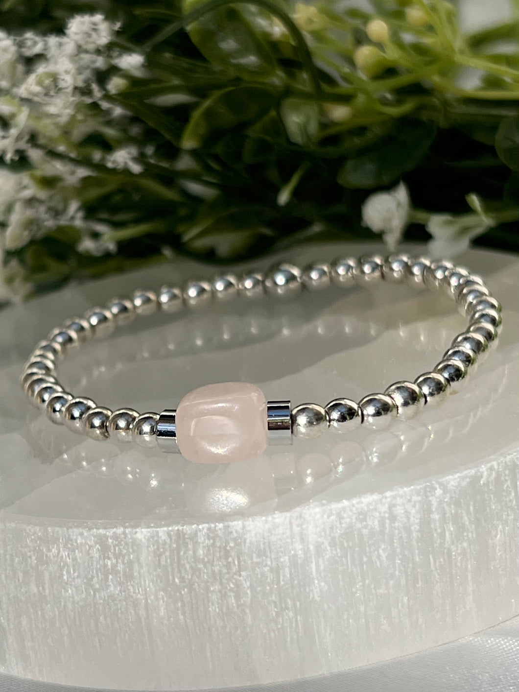 Silver & Rose quartz